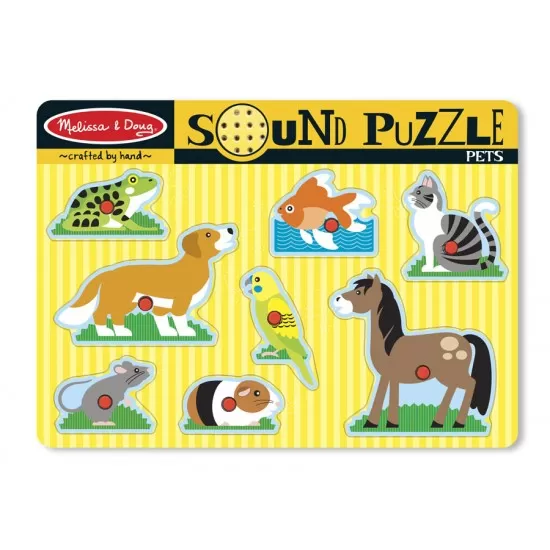 Puzzle de lemn cu sunete Animale de companie - 8 piese Puzzle de lemn cu sunete Animale de companie - 8 piese