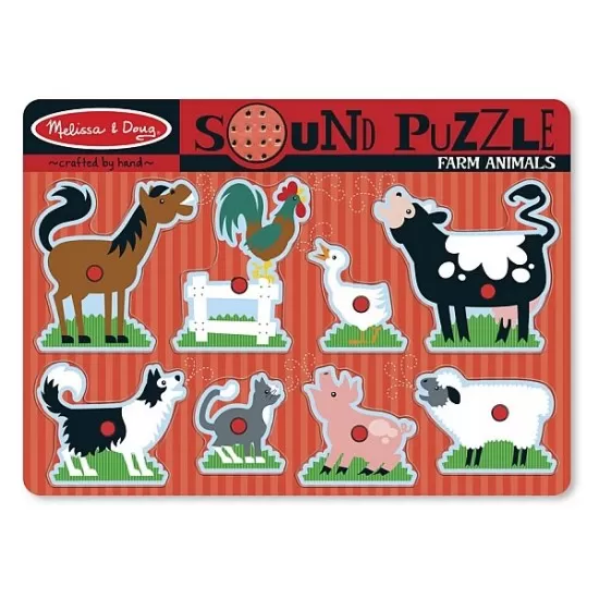 Puzzle de lemn cu sunete Animale de la Ferma - 8 piese Puzzle de lemn cu sunete Animale de la Ferma - 8 piese