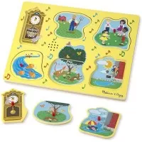 Puzzle de lemn cu sunete 6 piese Melissa & Doug - Cantecele copilariei 