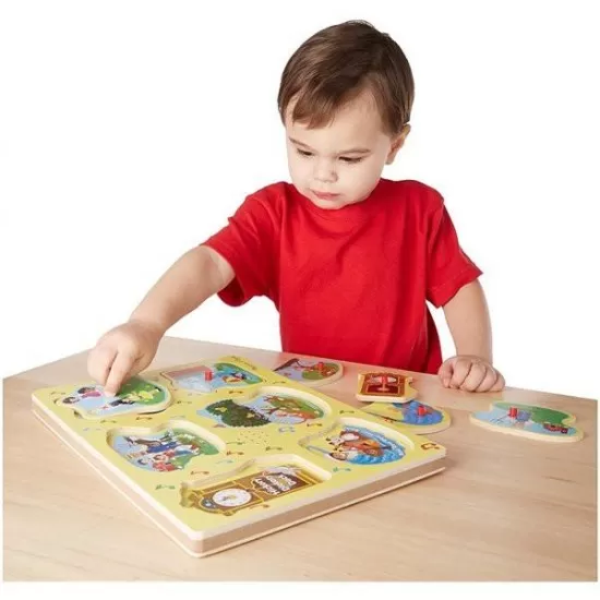 Puzzle de lemn cu sunete 6 piese Melissa & Doug - Cantecele copilariei Puzzle de lemn cu sunete 6 piese Melissa & Doug - Cantecele copilariei