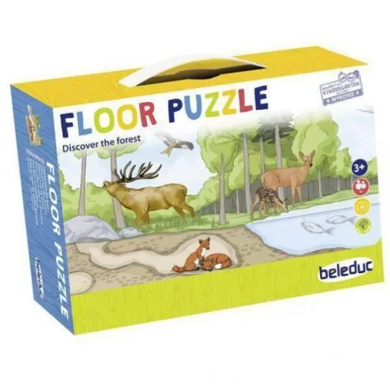 Puzzle de podea din lemn Descopera padurea 40 piese Puzzle de podea din lemn Descopera padurea 40 piese