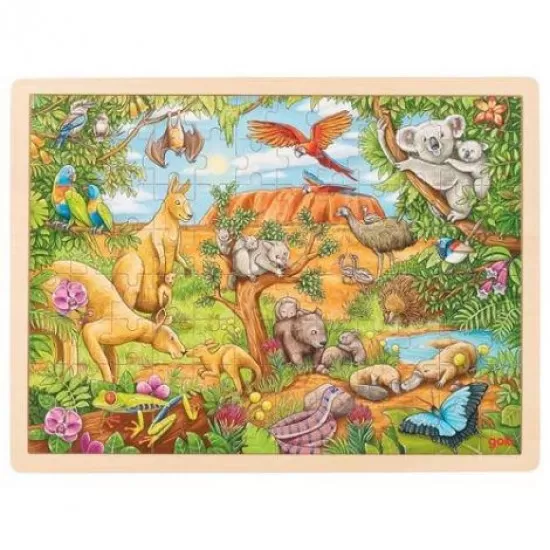 Puzzle din lemn cu 96 piese Goki - Animale din Australia Puzzle din lemn cu 96 piese Goki - Animale din Australia