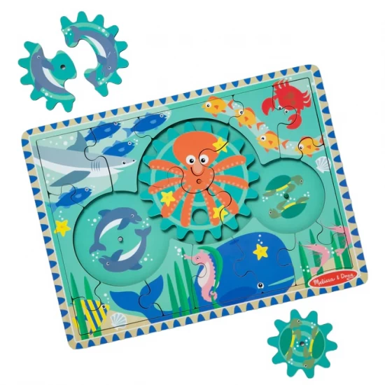 Puzzle educativ din lemn, cu rotite dintate, Oceanul, 8 piese, 3 ani+, Melissa&Doug Puzzle educativ din lemn, cu rotite dintate, Oceanul, 8 piese, 3 ani+, Melissa&Doug
