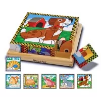 Puzzle lemn din cuburi Animalele de casa Melissa and Doug 16 piese