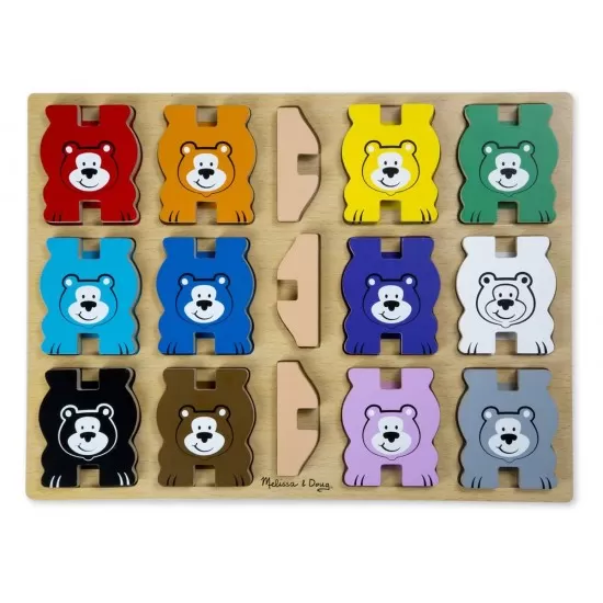 Puzzle lemn in relief Ursuletii colorati Melissa and Doug
