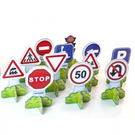 Set 12 Semne de circulatie mini - Miniland Set 12 Semne de circulatie mini - Miniland
