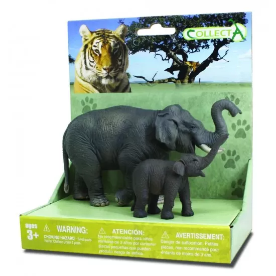 Set 2 figurine Elefant Asiatic cu pui Collecta Set 2 figurine Elefant Asiatic cu pui Collecta
