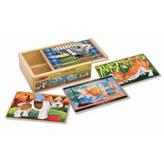 Set 4 puzzle lemn in cutie Animale de companie Melissa and Doug Set 4 puzzle lemn in cutie Animale de companie Melissa and Doug