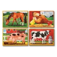 Set 4 puzzle lemn in cutie Animale domestice Melissa and Doug