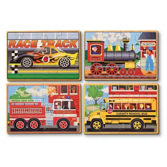 Set 4 puzzle lemn in cutie Vehicule Melissa and Doug Set 4 puzzle lemn in cutie Vehicule Melissa and Doug