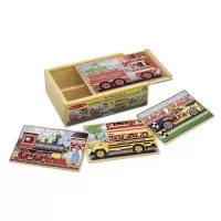 Set 4 puzzle lemn in cutie Vehicule Melissa and Doug