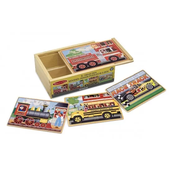 Set 4 puzzle lemn in cutie Vehicule Melissa and Doug Set 4 puzzle lemn in cutie Vehicule Melissa and Doug