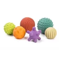 Set 6 mingi senzoriale din cauciuc natural Eco pentru bebelusi