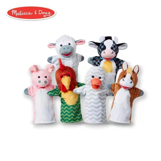 Set 6 papusi de mana Animale de la ferma - Melissa & Doug Set 6 papusi de mana Animale de la ferma - Melissa & Doug