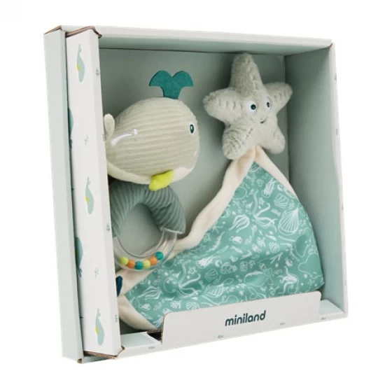 Set cadou bebe - Zornaitoare si paturica moale de atasament Ocean