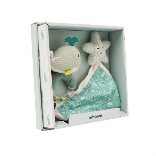 Set cadou bebe - Zornaitoare si paturica moale de atasament Ocean