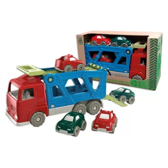 Set Camion transportor de masini cu patru masinute Set Camion transportor de masini cu patru masinute