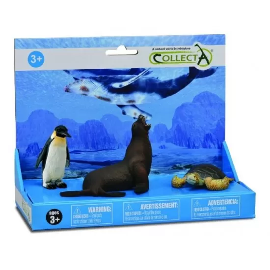 Set 3 figurine pictate manual Foca, Pinguin si Testoasa