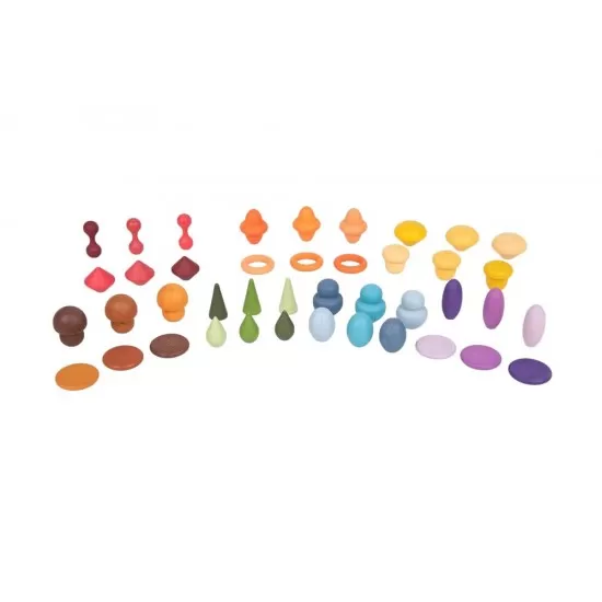 Set de 42 forme din lemn colorate pentru activitati educative - Comorile padurii Set de 42 forme din lemn colorate pentru activitati educative - Comorile padurii