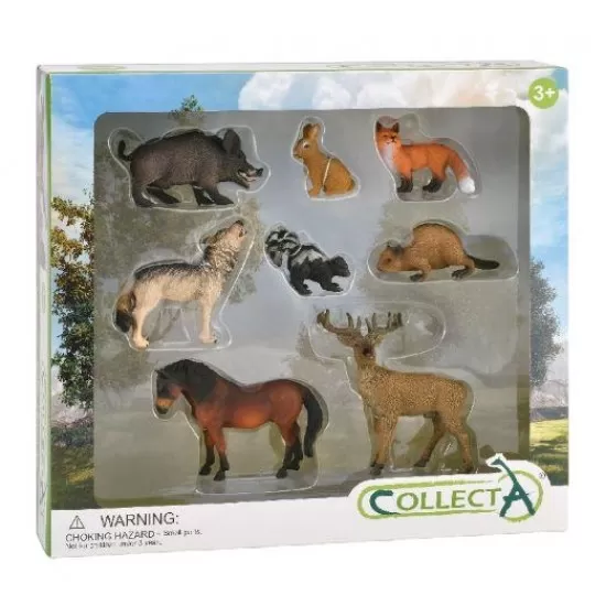 Set de 8 figurine pictate manual Animale din padure Set de 8 figurine pictate manual Animale din padure
