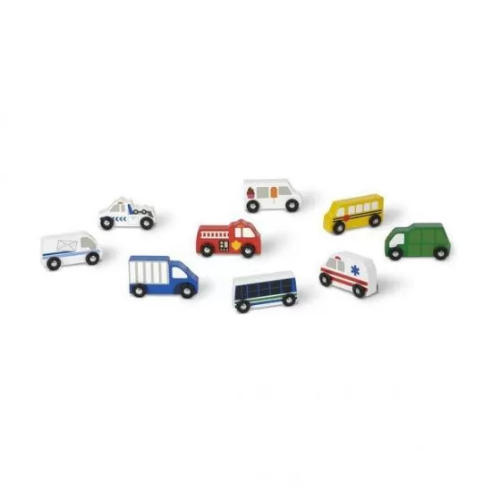 Set 9 masinute utilitare din lemn Melissa and Doug Set 9 masinute utilitare din lemn Melissa and Doug