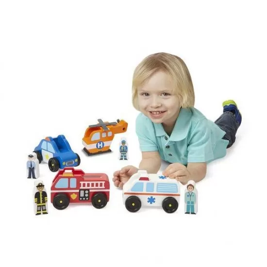 Set de joaca din lemn Vehicule de interventie Set de joaca din lemn Vehicule de interventie