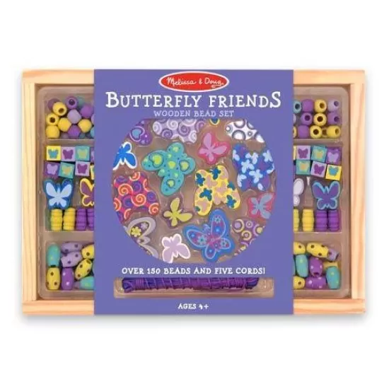 Set margele din lemn Fluturasi Prietenosi Melissa and Doug Set margele din lemn Fluturasi Prietenosi Melissa and Doug