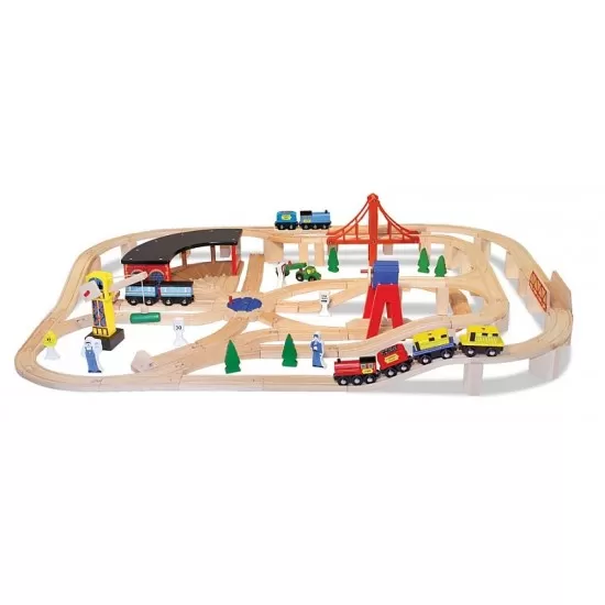 Set Trenulet din lemn cu depou Melissa and Doug Set Trenulet din lemn cu depou Melissa and Doug