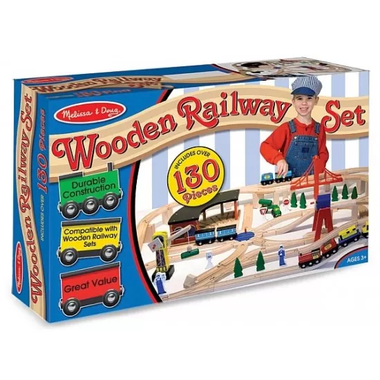 Set Trenulet din lemn cu depou Melissa and Doug Set Trenulet din lemn cu depou Melissa and Doug