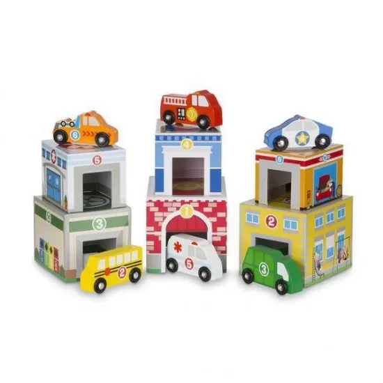 Sortator de forme Melissa and Doug - Piramida cu masinute