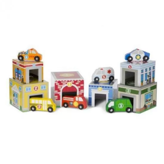 Sortator de forme Melissa and Doug - Piramida cu masinute