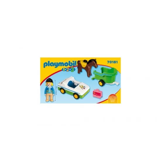 Playmobil 1.2.3 - Masina cu remorca si calut Playmobil 1.2.3 - Masina cu remorca si calut