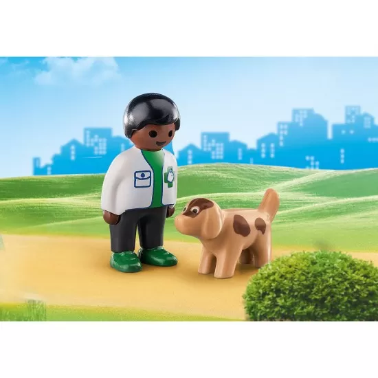 Playmobil 1.2.3 - Veterinar cu catel Playmobil 1.2.3 - Veterinar cu catel