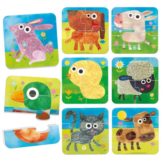 8 puzzleuri progresive animale de la ferma Headu 8 puzzleuri progresive animale de la ferma Headu