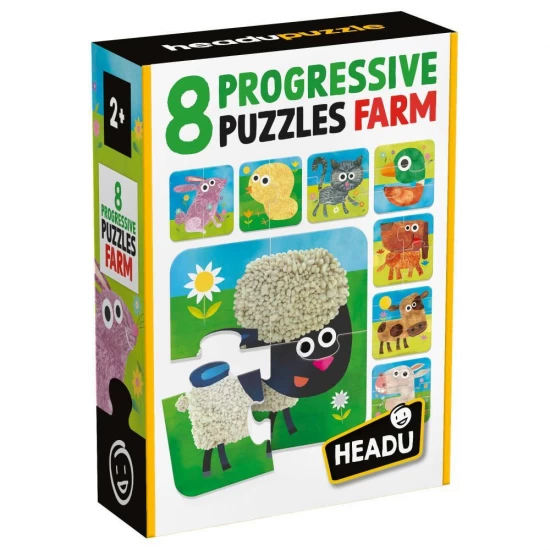 8 puzzleuri progresive animale de la ferma Headu 8 puzzleuri progresive animale de la ferma Headu