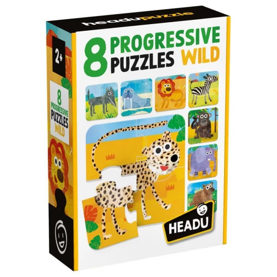 Set 8 puzzleuri progresive animale salbatice Headu