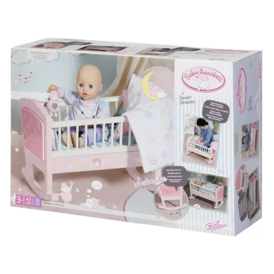 Patut cu melodii si sistem de leganare pentru papusa Baby Annabell Patut cu melodii si sistem de leganare pentru papusa Baby Annabell