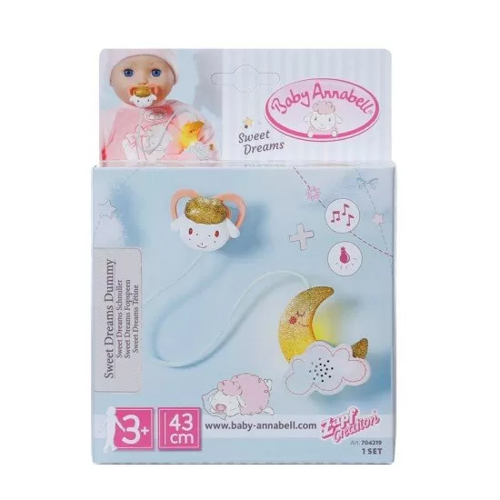 Suzeta cu lumina si cantece 43 cm pentru papusa Baby Annabell Suzeta cu lumina si cantece 43 cm pentru papusa Baby Annabell