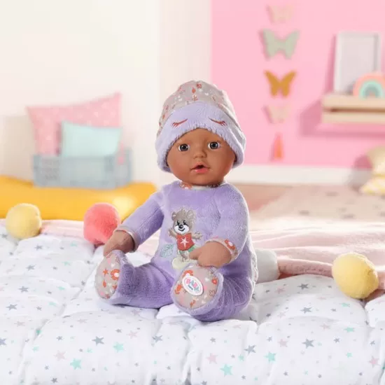 Bebelus negru cu hainute violet Baby Born 30 cm Bebelus negru cu hainute violet Baby Born 30 cm