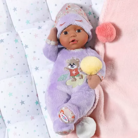 Bebelus negru cu hainute violet Baby Born 30 cm Bebelus negru cu hainute violet Baby Born 30 cm