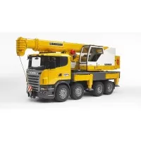 Camion cu macara Scania R-Series Liebherr cu lumini si sunete Bruder