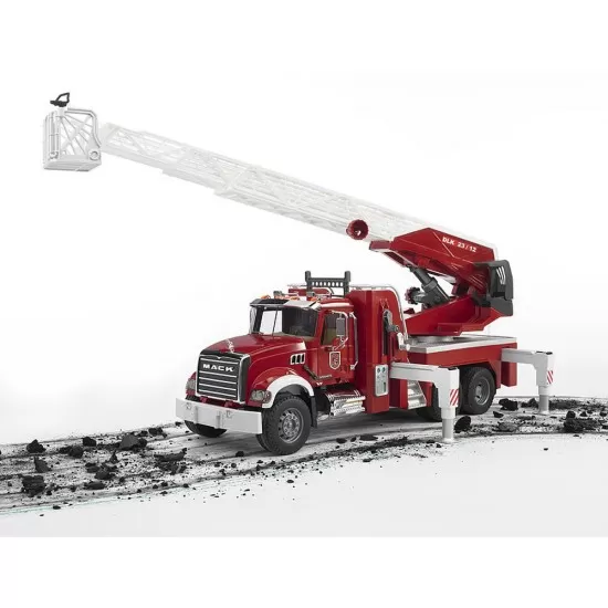 Camion de pompieri Mack Granite cu scara, pompa de apa si sirena Bruder Camion de pompieri Mack Granite cu scara, pompa de apa si sirena Bruder