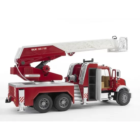 Camion de pompieri Mack Granite cu scara, pompa de apa si sirena Bruder Camion de pompieri Mack Granite cu scara, pompa de apa si sirena Bruder
