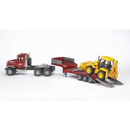 Camion incarcare Mack Granite si buldoexcavator JCB 4CX Bruder Camion incarcare Mack Granite si buldoexcavator JCB 4CX Bruder