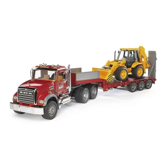 Camion incarcare Mack Granite si buldoexcavator JCB 4CX Bruder Camion incarcare Mack Granite si buldoexcavator JCB 4CX Bruder