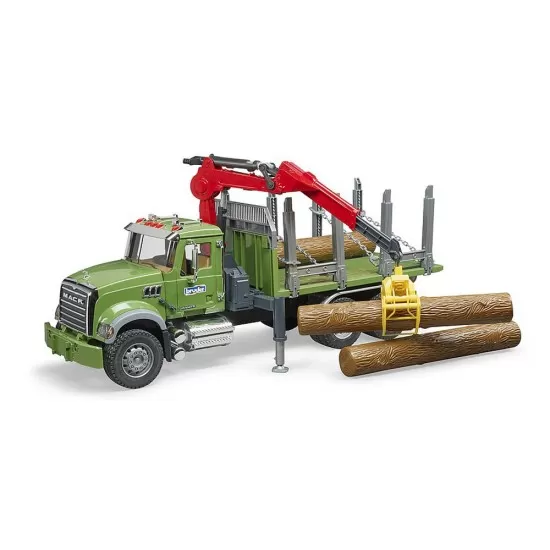 Camion lemne Mack Granite cu macara de incarcare, graifer si 3 busteni Bruder Camion lemne Mack Granite cu macara de incarcare, graifer si 3 busteni Bruder