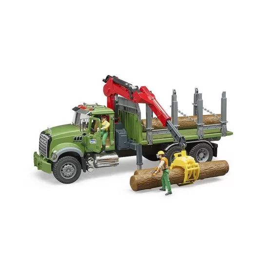 Camion lemne Mack Granite cu macara de incarcare, graifer si 3 busteni Bruder Camion lemne Mack Granite cu macara de incarcare, graifer si 3 busteni Bruder