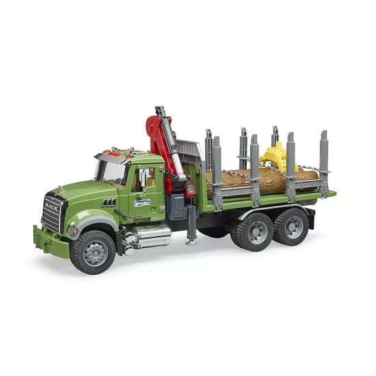 Camion lemne Mack Granite cu macara de incarcare, graifer si 3 busteni Bruder Camion lemne Mack Granite cu macara de incarcare, graifer si 3 busteni Bruder