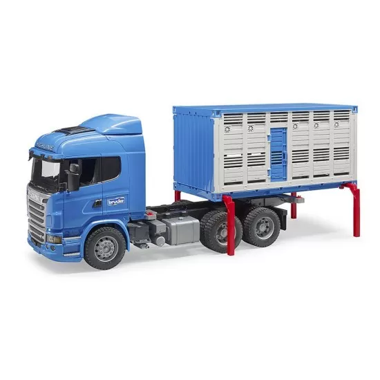 Camion transport bovine Scania R-Series si o vita Bruder