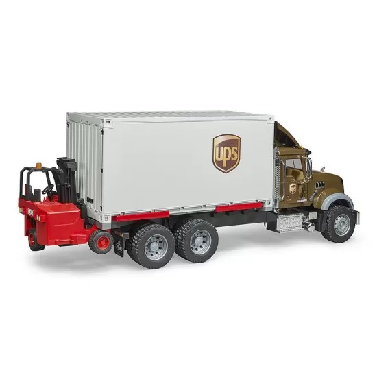 Camion UPS Mack Granite cu stivuitor Bruder Camion UPS Mack Granite cu stivuitor Bruder